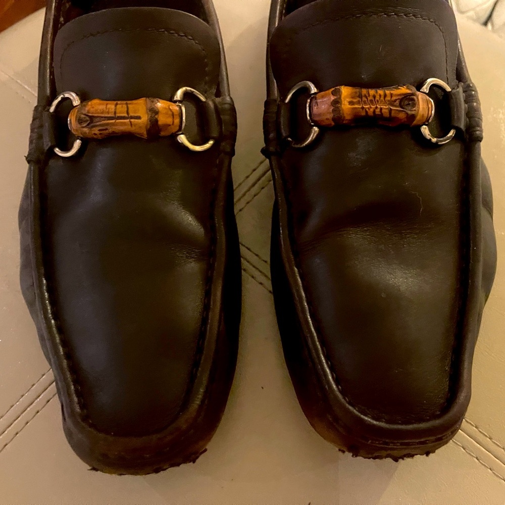 Gucci Brown Leather Driver Bamboo Horsebit, size 42